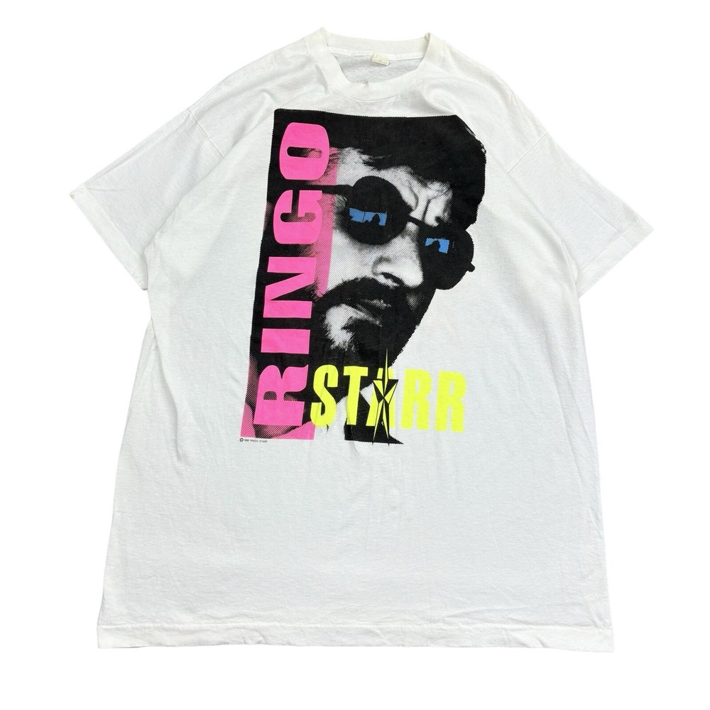 Vintage 80s Ringo Starr The Beatles Band T-Shirt Men's XXL White USA Made